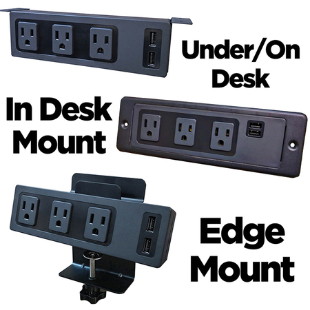 ELECTRIDUCT Universal Desk Power Centers - AC Power, USB & DATA PDC-SW-3P-2DATA-ID